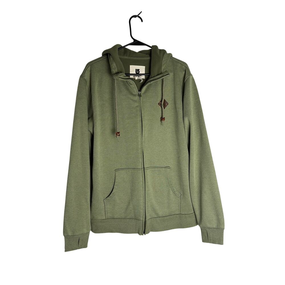 Burton DRYRIDE Men Full Zip Hoodie Olive Green Sweatshirt Size L Large